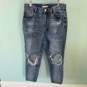 Pacsun Distressed Ultra High Rise Slim Blue Denim Jeans Size 29